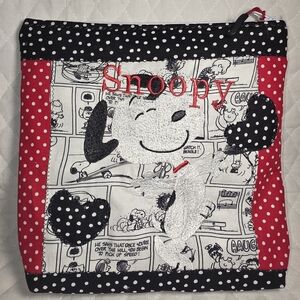 Snoopy Polka Dot Pouch Handmade Quilted And Embroidered